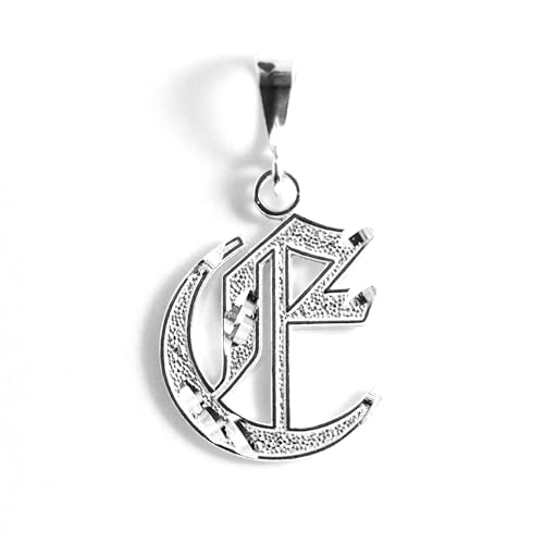 Personalized Gothic Old English Sterling Silver Initial A-Z Pendant. - style: E