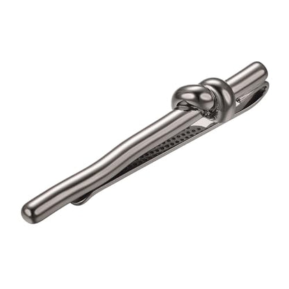 Mens Chain Tie Clips For Men Unique Silver Black Gold Tie Bar Round Stainless Steel Tie Clip - style: black tie clip