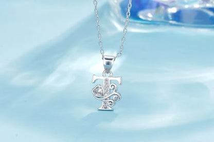 S925 Sterling Silver Initial Letter Necklaces for Women Dainty Letter Chain Necklace for Women Personalized Jewelry Gifts - style: T