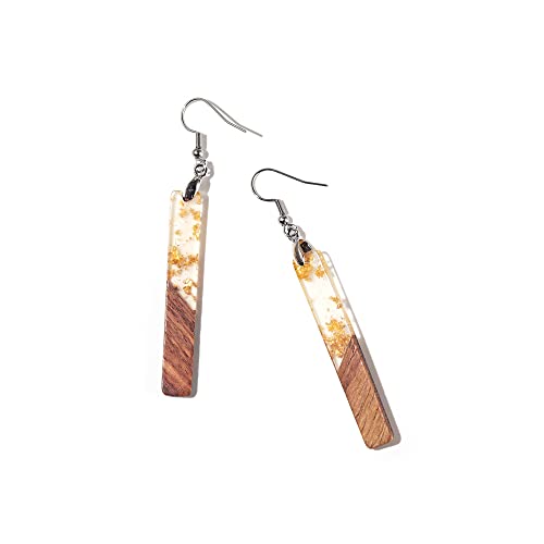 Retro Wooden Resin Geometric Bar Drop Dangle Earrings Layered Leopard for Women Polymer Clay Lightweight Statement Jewelry - style: 7
