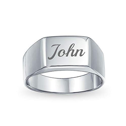 Men's Simple Rectangle Monogram Style Signet Ring .925 Sterling Silver - color: Silver
