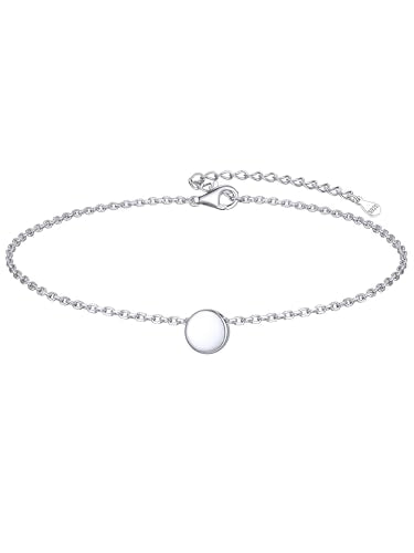 ChicSilver Personalized 925 Sterling Silver Tiny Heart/Moon/Star/Sun/Dot/Triangle Anklets Simple Dainty Foot Jewelry for Women, Silver/Gold Plated/Rose Gold Plated - style: Silver Dot