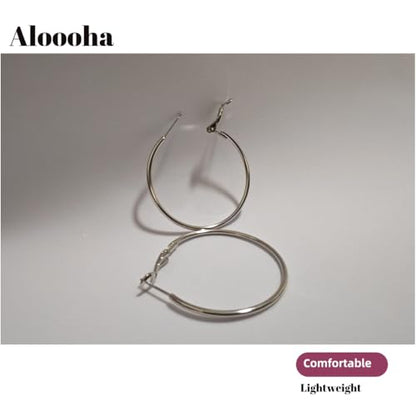 Lightweight Surgical Stainless Steel Hoop Earring for Women, Silver Hoop Earrings for women,925 Sterling Silver Post Hypoallergenic, Daily Wear Versatile Hoops 25/30/40/50mm - size: 25mm