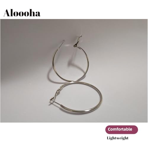 Lightweight Surgical Stainless Steel Hoop Earring for Women, Silver Hoop Earrings for women,925 Sterling Silver Post Hypoallergenic, Daily Wear Versatile Hoops 25/30/40/50mm - size: 60mm