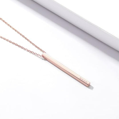 ChicSilver Customizable Vertical Bar Pendant Necklace 925 Sterling Silver Y Necklace Simple Fashion Jewelry Gifts for Women - style: C. 2mm Vertical Bar-Rose Gold