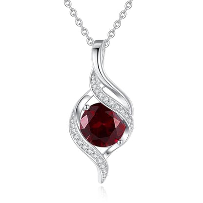 FANCIME Birthstone Necklace for Women Jewelry Gift for Her | Infinity Love Pendant Sterling Silver, Birthday Gift for Women, Adjustable 16+2" - color: 01 - Created Garnet