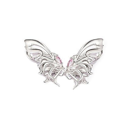 Gold Ear Cuff Earrings for Women Non Piercing 14K Gold Plated/Silver Cuff Clip On Cartilage Hoop Shining Cubic Zirconia Twisted Chain Ear Clip On Earring for Women Chunky Ear Cuffs Earrings - color: Pink-Butterfly