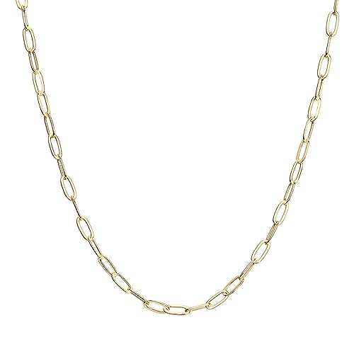 PAVOI Chain Necklace for Women, 14K Gold Plated Adjustable Layering Chain - style: Paperclip-S