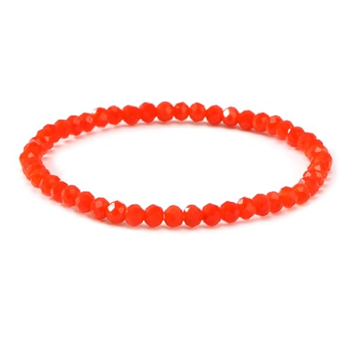 Handmade Stackable Rice Seed Beaded Ball Bracelets set for women, Romantic Boho Trendy Acrylic Glass Stretch Accessories Multi Layer Jewelry, Daily Wear Party Holiday Friendship Gift - color: Orange
