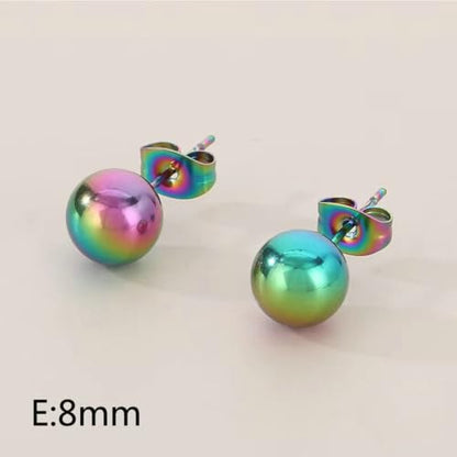 3/4 Pairs Stainless Steel Ball Stud Earrings, High Polished Round Ball Earrings Set for Women & Men 4-10mm - color: Multicolor