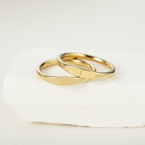 Gold Initial Rings for Women Non Tarnish Thumb Rings for Teen Girls 14K Gold plated for Women - color: J