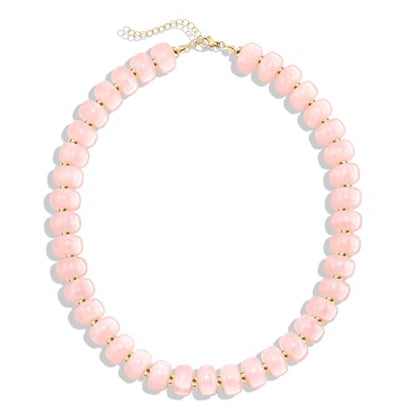 AOZEL Chunky Resin Beaded Necklace for Women Colorful Bead | Summer Beach, Waterproof, Fade Resistant, Adjustable Length, Boho Statement, for Daily Wear & Gifting - color: Rose Red