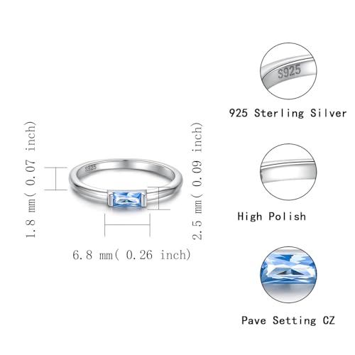 Sariel Birthstone Rings Jewelry 925 Sterling Silver Colorful Stackable Promise Ring for Women Wife Girlfriend Mom - color: December