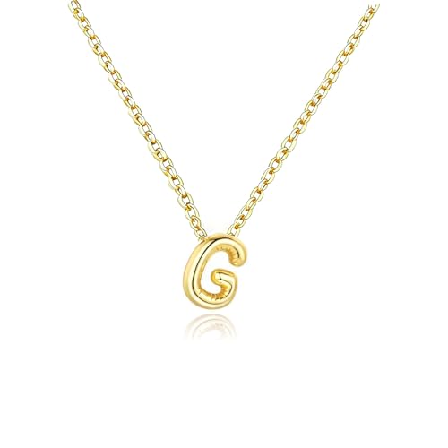 Gold Initial Necklace for Teen Girls Women Letter necklaces Jewelry Gifts | Gifts for Girls Women, Teen Girl Gifts Trendy Stuff, Bubble Letter Pendant Necklace - style: G