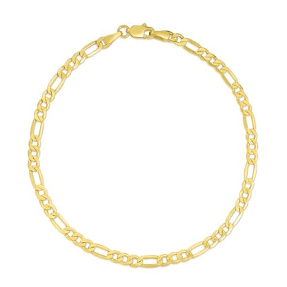 Floreo 10k Yellow Gold 3.5mm Lite Figaro Chain Link Bracelet or Anklet