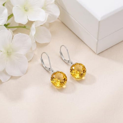 Pearl Leverback Earrings for Women Dangle Round Gemstone Earrings Birthstone Jewelry Gift Anniversary for Her - color: 11 November birthstone