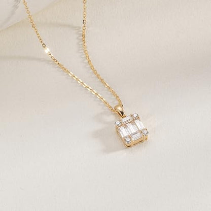Luxval Diamond Pendant Gold Necklace for Women，Dainty 18k Gold Plated Choker Necklaces Simple Gold Jewelry Gifts for Women - color: Gold-CZ Pendant