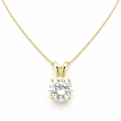Mariell Cubic Zirconia Crystal Pendant Necklace for Women, 2 Carat 8mm CZ, for Brides, Wedding, Mother's Day Jewelry Gift - color: Gold-Clear Cubic Zirconia