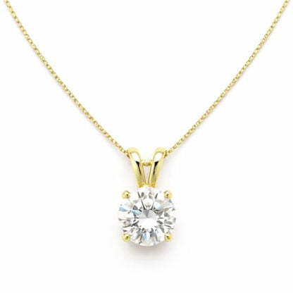 Mariell Cubic Zirconia Crystal Pendant Necklace for Women, 2 Carat 8mm CZ, for Brides, Wedding, Mother's Day Jewelry Gift - color: Gold-Clear Cubic Zirconia