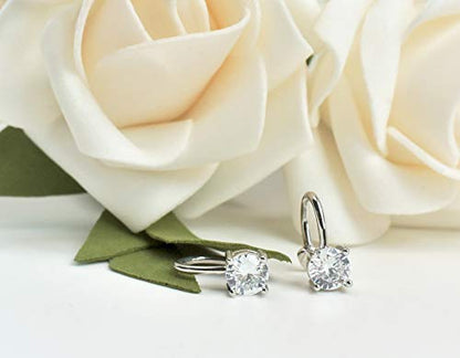 Cubic Zirconia Ear Cuffs - Sterling Silver Hypoallergenic Non-Piercing Cartilage Earrings CZ Clip on Earrings Round Crystal Stud Earrings for Women Girls 6mm - color: Silver