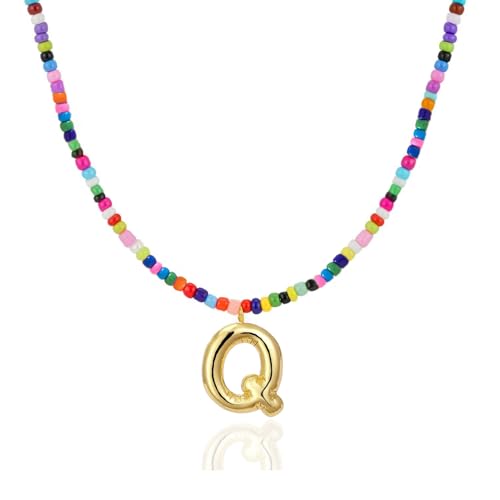 Colorful Initial Necklaces Gifts for Girls Kids Teens, 6-18 Year Old Girl Birthday Gift Teen Girl Gifts Trendy Stuff Gold Bubble Letter Pendent Necklace Jewelry - style: Q