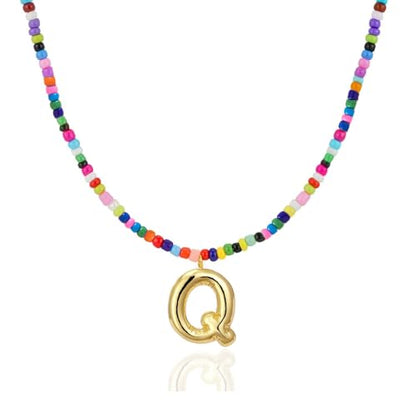 Colorful Initial Necklaces Gifts for Girls Kids Teens, 6-18 Year Old Girl Birthday Gift Teen Girl Gifts Trendy Stuff Gold Bubble Letter Pendent Necklace Jewelry - style: Q