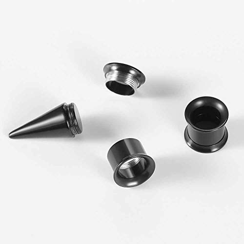 36PCS Ear Gauge Stretching Kit Stainless Steel Double Flare Alloy Tapers 3 In 1 Plugs Set Eyelet 14G-00G - color: (1.6-10mm)-Black-Flare