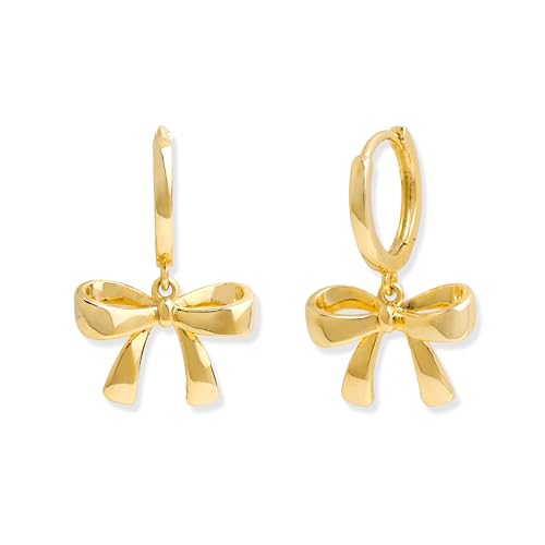Jean Beau Drop Hoop Earrings for Women, Fasion Jewelry Gift - color: Gold Bow