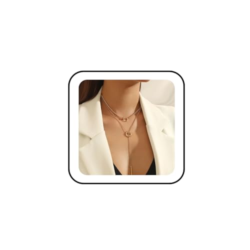 Gold Necklaces for Women Gold Plated Layered Lariat Necklaces Dainty Long Chain Y Pendant Necklaces Wedding Prom Fashion Jewelry Accessary - color: Gold