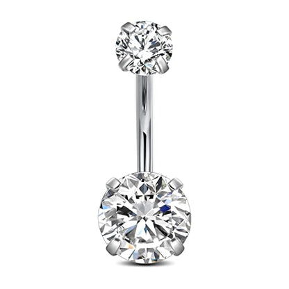 D.Bella 14G Stainless Steel Belly Button Rings 10mm 3/8" Barbell Belly Navel Rings Piercing for Women - style: Style D