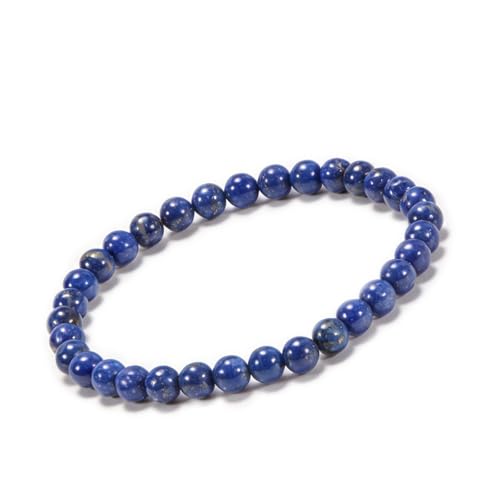 Agate Round Beaded Bracelet for Women Men Natural Agates Stone Healing Bracelets Stretch Elastic Handmade Polished Gemstone Beads Bracelet - color: Lapis Lazuli, size: 6mm Beads