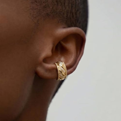 Gold Ear Cuff Earrings for Women Non Piercing Hoop | Clip on,Wrap Cartilage,14K Gold Plated,Dainty Small Simple,Hypoallergenic Everyday,Lightweight,Illusion Jewelry - color: 08. Twisted Band