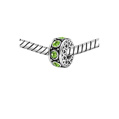 KunBead January-December Birthstone Birthday Heart Bead Charms Compatible with Pandora Bracelet for Mom Daughter Grandma Granddaughter Nana Auntie Wife Sister Best Friend - color: AUG