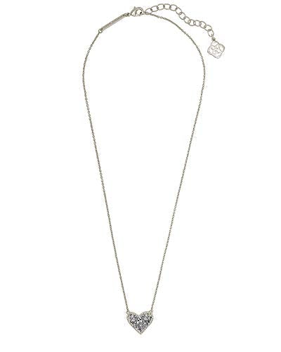 Kendra Scott Ari Heart Adjustable Length Pendant Necklace for Women, Fashion Jewelry - color: RHODIUM - PLATINUM DRUSY