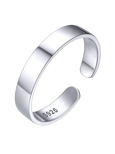 ChicSilver Silver Toe Rings for Women Balck Toe Rings for Women Non Tarnish Wide Band Toe Ring Black Toe Jewelry for Summer Beach - color: Silver, size: 3mm Width