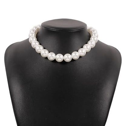 Chunky Pearl Choker Necklace - Stackable Statement Wedding Party Jewelry Gift - size: 12mm pearl