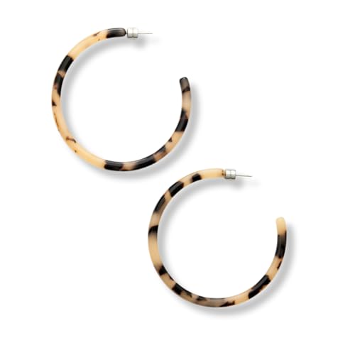 Circle Hoop Earrings Acetate Resin Fashion Jewelry for Women - color: Blonde Tortoise, size: Large
