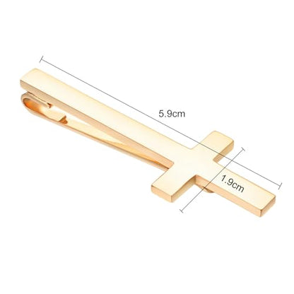 Gold Black Silver Cross Tie Clips For Men Unique Christian Catholic Tie Clip Cross Accessories For Men - style: gold tie clip cross
