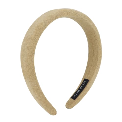 Ondder 1 Pack Khaki Padded Headbands for Women 90s Womens Headbands Soft Plain Fashion Puffy Headband for Girls Turban Wide Sponge Headband Head Bands Hair Bands Hair Accessories for Women Girls