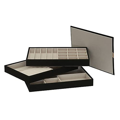 Household Essentials Black Stacking Jewelry Organizer Stacking Boxes with Removable Lid - color: Black