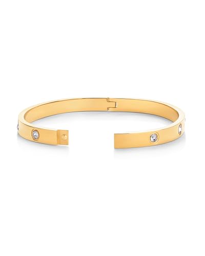 PAVOI Waterproof Bracelet for Women, 14K Gold Plated Bangle Cubic Zirconia | CZ Hinge Bracelet Stack, Stainless Steel Summer Jewelry Gifts - color: Yellow Gold, size: 6.5 Inches