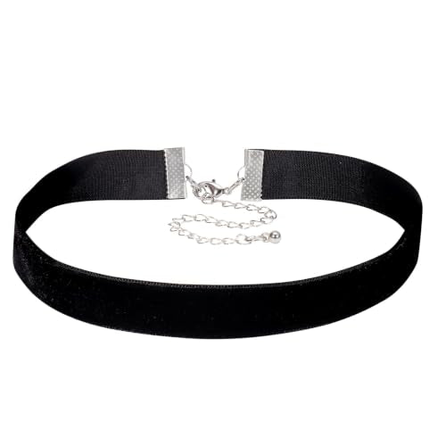 Velvet Choker Necklace for Women Goth Halloween Y2K Ribbon Collar Set - color: Black-0.6''-20pcs