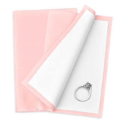 SEVENWELL Silver Polishing Cloth, 2PCS Large Jewelry Cleaning Cloths | Dual-Layer Cleaning, Large 10" × 12", Reusable, Removes Tarnish, Restores Shine, For Sterling Silver, Gold & Platinum - color: Pink