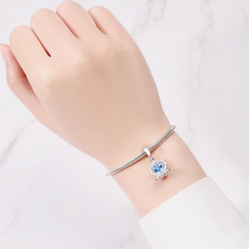 925 Sterling Silver Charms Bead for Bracelets Necklaces, Star Moon Crescent Sun Solar Pendent, Blue Ocean Starfish Shells Turtle Crab Starry Sea Cute Jewelry Birthday Gifts for Women Men - style: Heart-shaped seashell charms