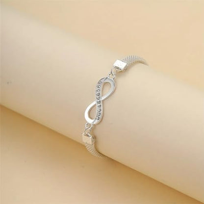Fesciory Silver Ankle Bracelets for Women, Adjustable Rhinestone Pendant Tennis Anklet, Butterfly Heart Infinite Diamond Summer Beach Foot Chain Jewelry Gifts - style: Infinite1
