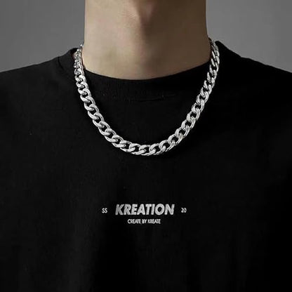 Miami Curb Cuban Link Chain for Men 9mm/12mm Width Chunky Hip Hop Necklace Curb Chains Length Chain 20"/22" for Men Women - color: Silver 12mm-