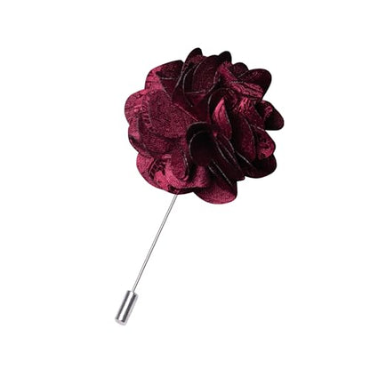 JEMYGINS Mens Paisley Tie and Lapel Pin Necktie Pocket Square and Tie Clip with Sets for Business Casual 4PCS - color: Burgundy