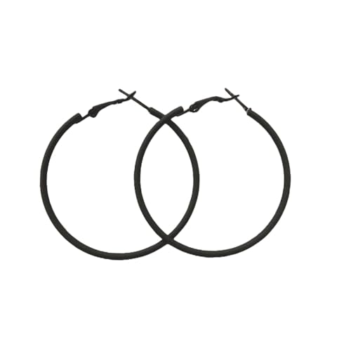 60mm Big Large Hoop Earrings For Women Girls Sensitive Ears Neon Minimalist Retro Round Huggie Hoops 2 Inch Colorful 80s 90s Dangle Hooped Dainty Lightweight Birthday Festival Y2K Party Jewelry Gifts - color: Black