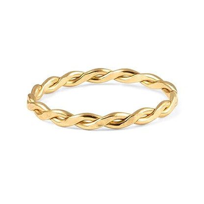 Harmony Braided Stacking Ring | Gold Statement Ring | Gold-Filled for Women | Simple and Elegant | Minimalist Jewelry | Waterproof Everyday Wear | Stacking Ring | Handmade