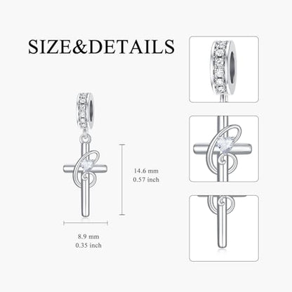 PROESS Initial Cross Charm 925 Sterling Silver Letter A B C Pendant Dangle Charm Beads for Bracelet Initial Cross Jewelry Gifts for Women - style: 3-C